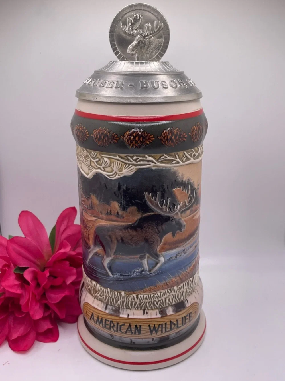 2002 Anheuser-Busch “Budweiser American Wildlife Series” Ceramic Moose Stein - Picture 1 of 9